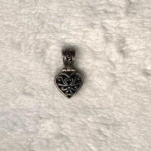 Sterling Silver Vintage Puffy Heart Scroll Necklace Pendant